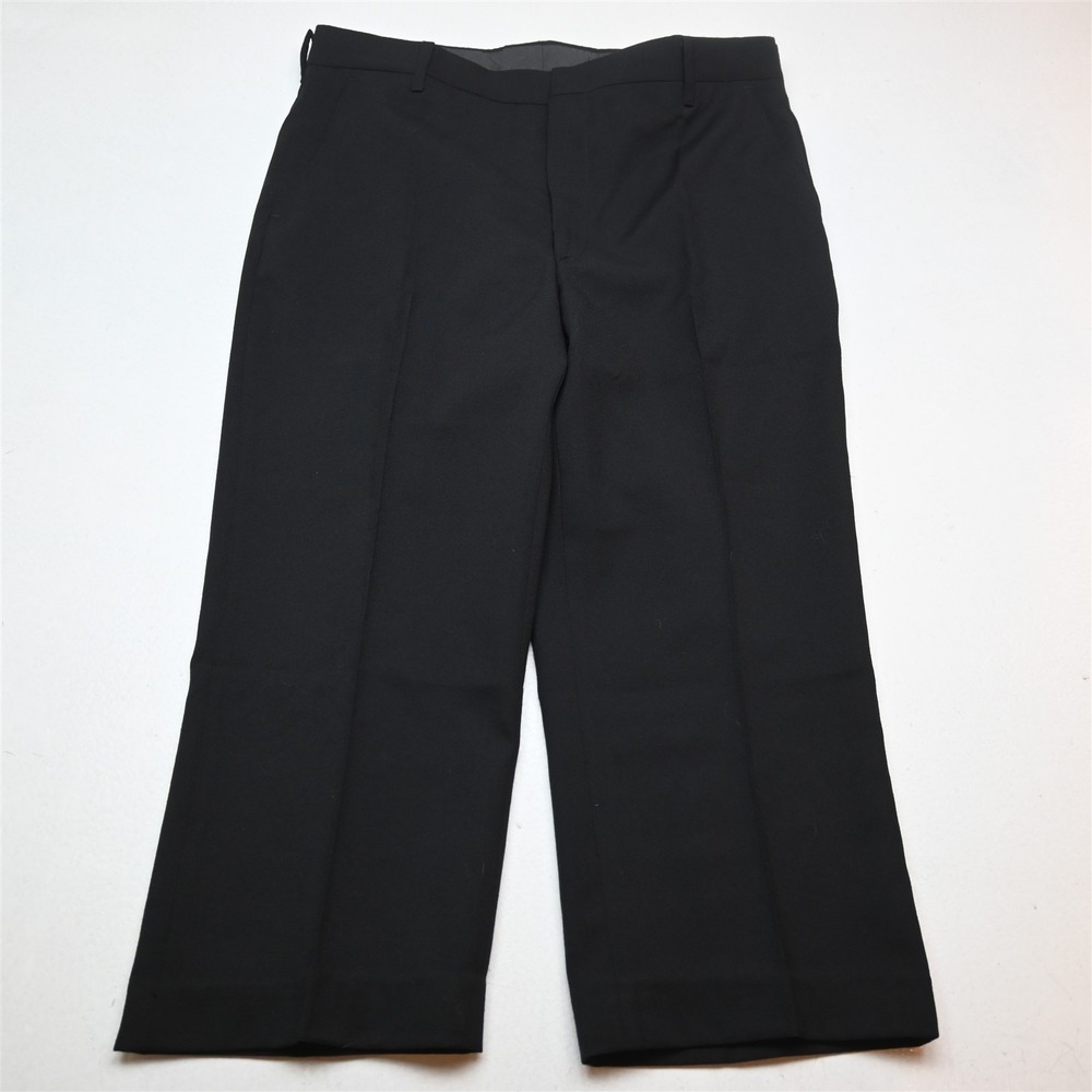 NEW Deadstock Vtg 34x24‎ Black Flat Front Uniform Bootcut Dress Mens Pants